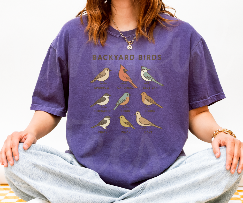 "Backyard Birds" Birdwatching Design Birds and Nature Inspired Unisex heavyweight t-shirt