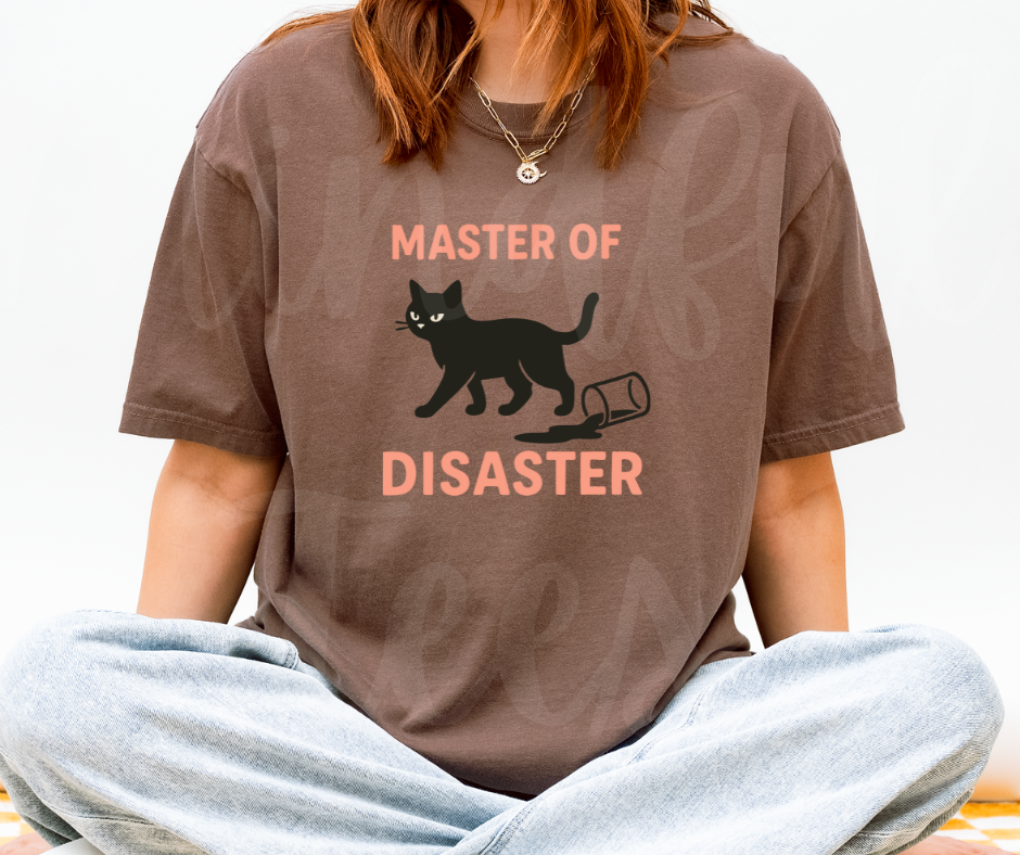 "Master Of Disaster" Sarcastic Cat Design Unisex heavyweight t-shirt