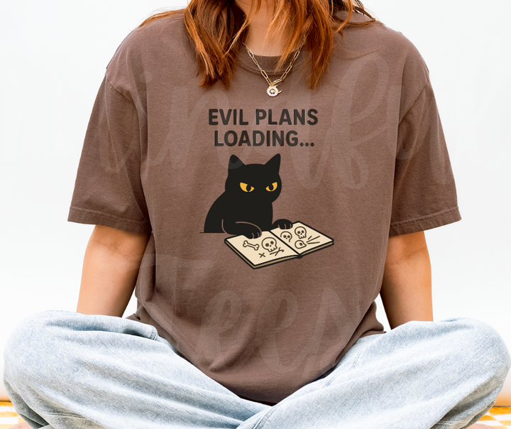 "Evil Plans Loading" Sarcastic Cat Design Unisex heavyweight t-shirt