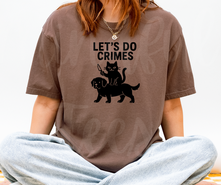 "Let's Do Crimes" Sarcastic Cat Design Unisex heavyweight t-shirt