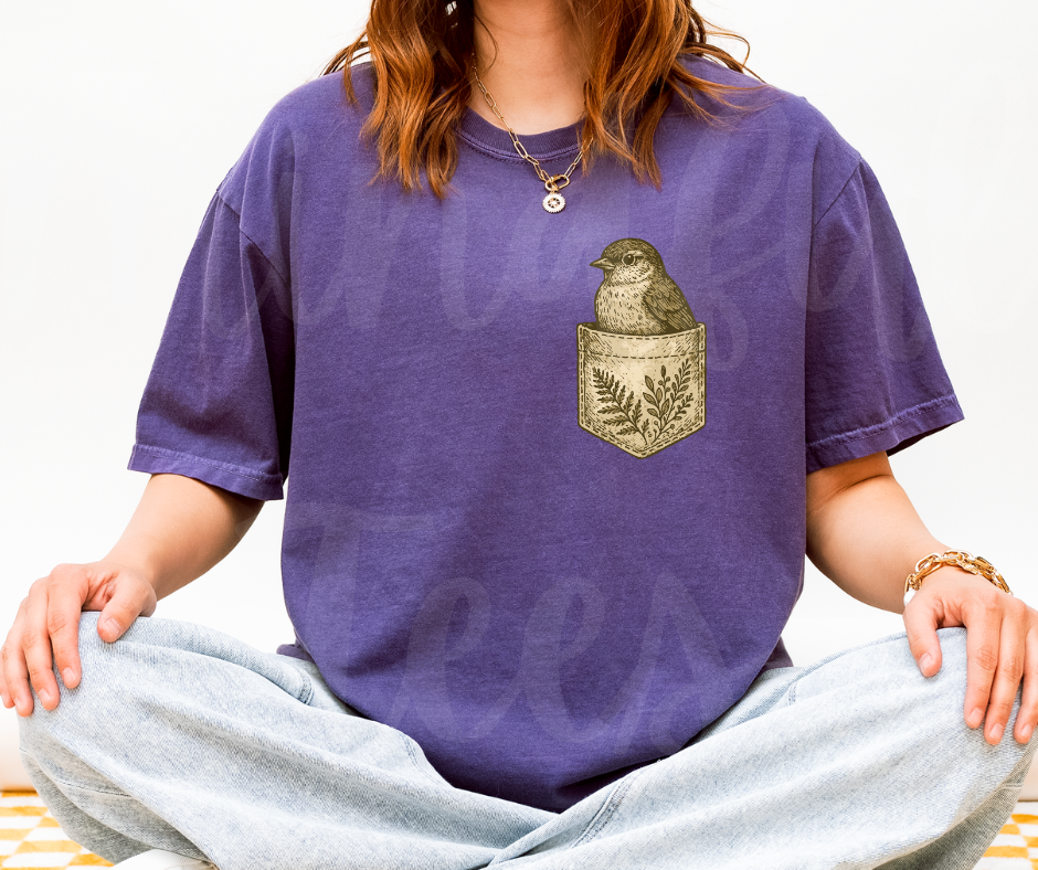 "Pocket Bird" Birdwatching Design Birds and Nature Inspired Unisex heavyweight t-shirt