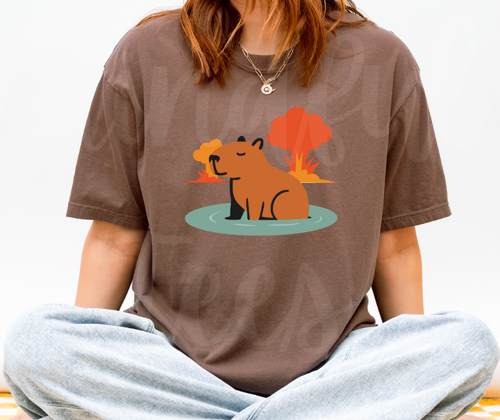 "Explosive Capybara" Sarcastic Design Unisex heavyweight t-shirt