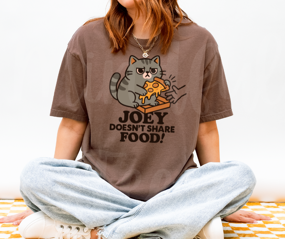 "Joey Doesn't Share Food" Sarcastic Design Friends Inspired Unisex heavyweight t-shirt