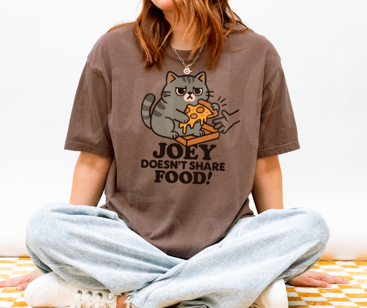 "Joey Doesn't Share Food" Sarcastic Design Friends Inspired Unisex heavyweight t-shirt
