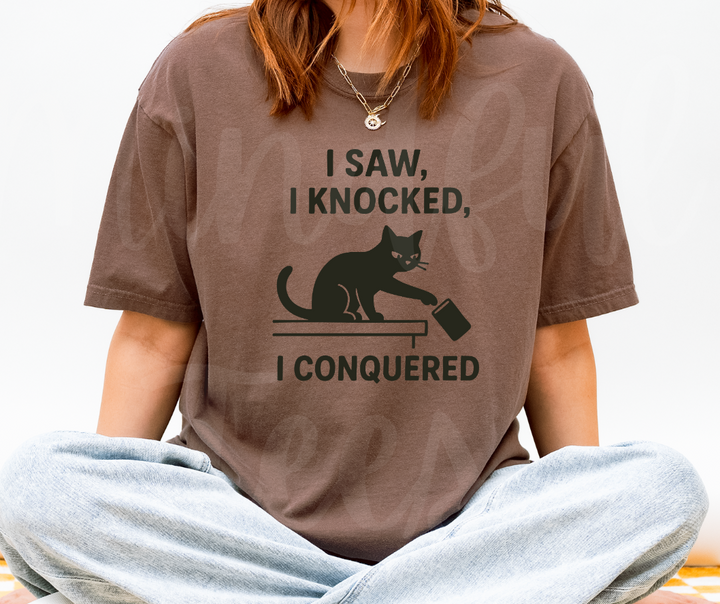 "I Saw I Knocked" Sarcastic Cat Design Unisex heavyweight t-shirt