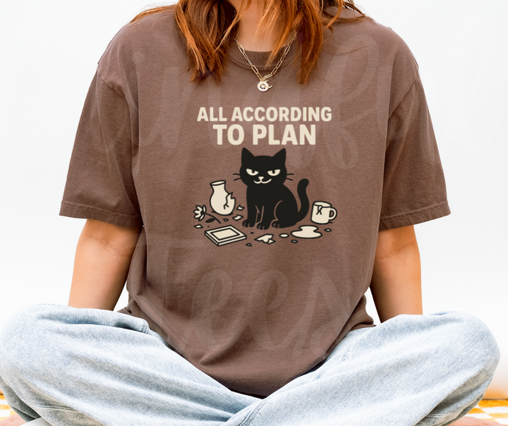 "All According to Plan" Sarcastic Cat Design Unisex heavyweight t-shirt