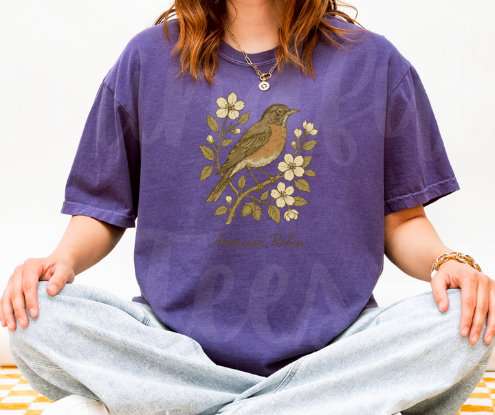"American Robin" Birdwatching Design Birds and Nature Inspired Unisex heavyweight t-shirt