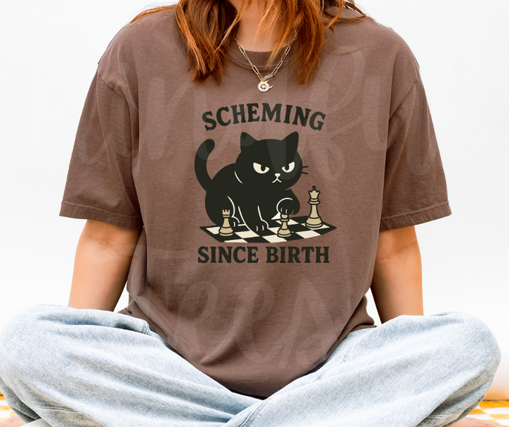 "Scheming" Sarcastic Cat Design Unisex heavyweight t-shirt