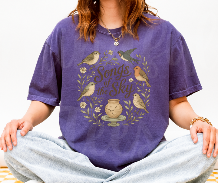 "Songs of the Sky" Birdwatching Design Birds and Nature Inspired Unisex heavyweight t-shirt