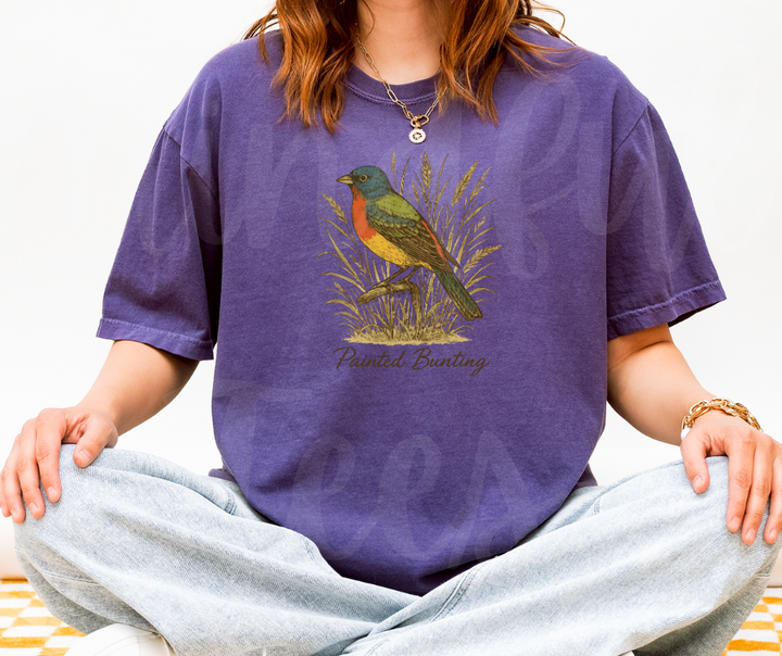 "Pointed Bunting" Birdwatching Design Birds and Nature Inspired Unisex heavyweight t-shirt