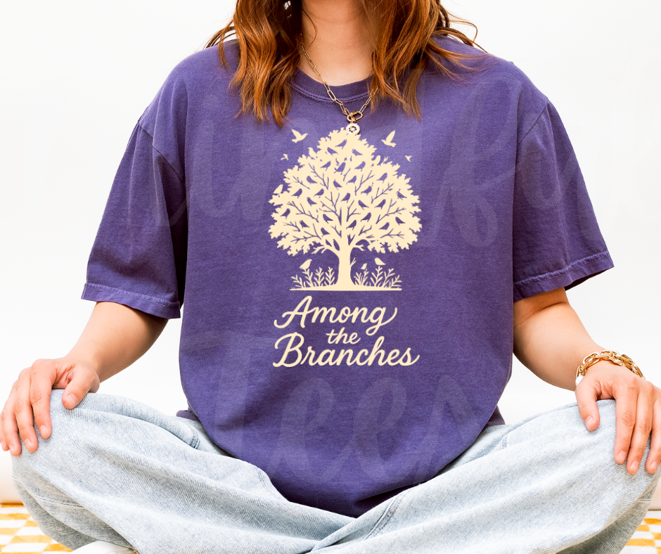 "Among The Branches" Birdwatching Design Birds and Nature Inspired Unisex heavyweight t-shirt