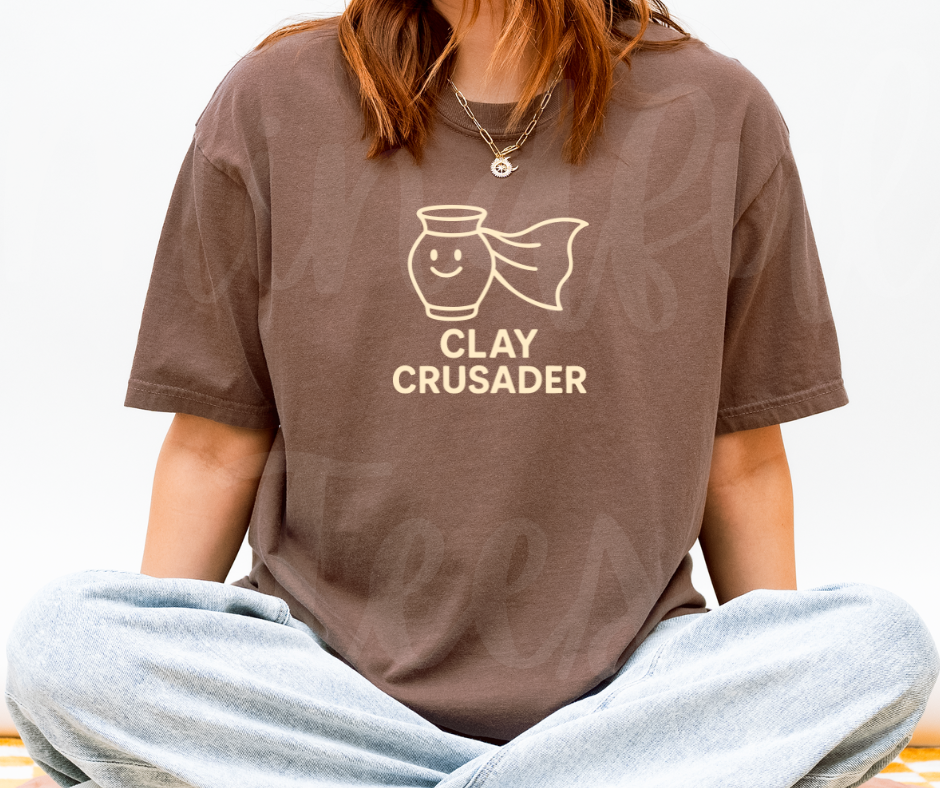 "Clay Crusader" Funny Design Pottery Clay Hobby Inspired Unisex heavyweight t-shirt