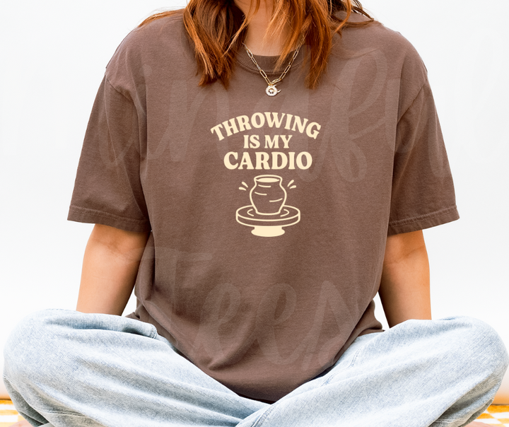 "Throwing is My Cardio" Funny Design Pottery Clay Hobby Inspired Unisex heavyweight t-shirt
