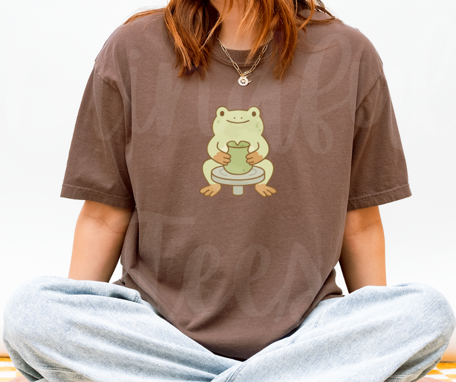 "Cute Frog" Funny Design Pottery Clay Hobby Inspired Unisex heavyweight t-shirt