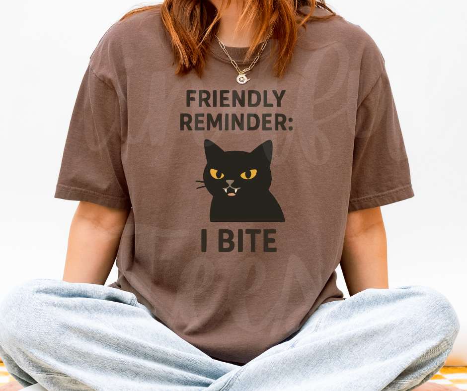 "I Bite" Sarcastic Cat Design Unisex heavyweight t-shirt