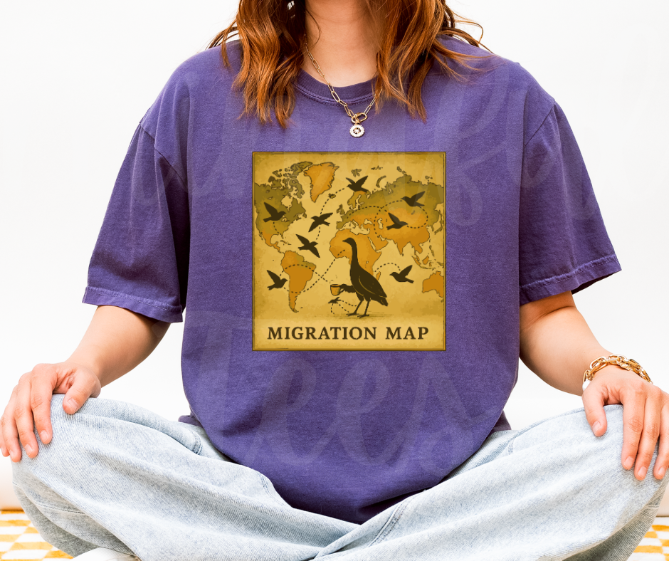 "The Map" Birdwatching Design Birds and Nature Inspired Unisex heavyweight t-shirt