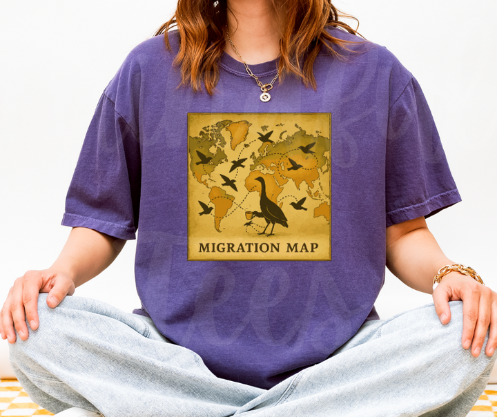 "The Map" Birdwatching Design Birds and Nature Inspired Unisex heavyweight t-shirt