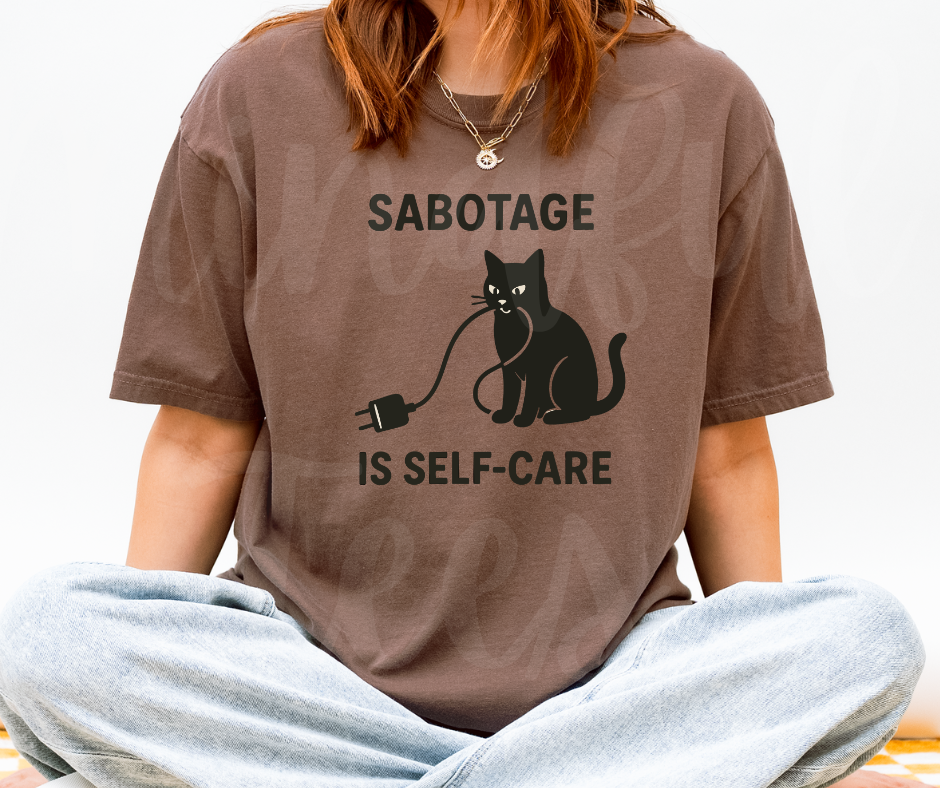 "Self Care" Sarcastic Cat Design Unisex heavyweight t-shirt
