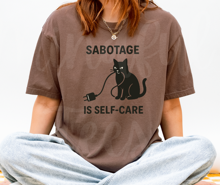 "Self Care" Sarcastic Cat Design Unisex heavyweight t-shirt