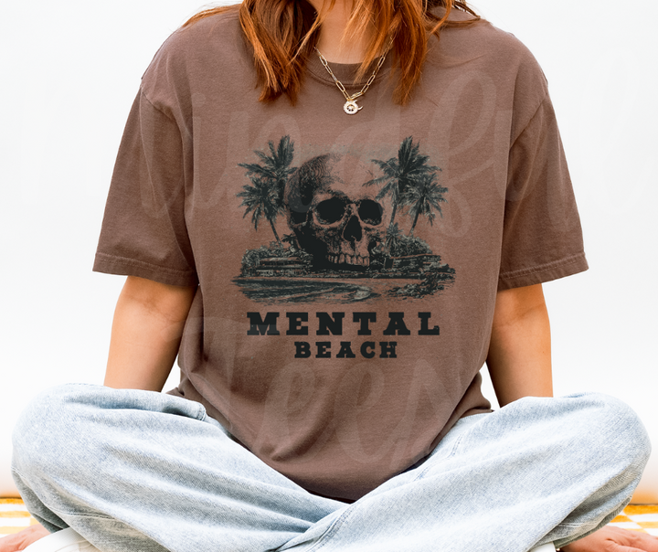 "Mental Beach" Sarcastic Design Unisex heavyweight t-shirt