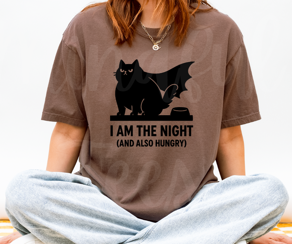 "I Am The Night" Sarcastic Cat Design Unisex heavyweight t-shirt
