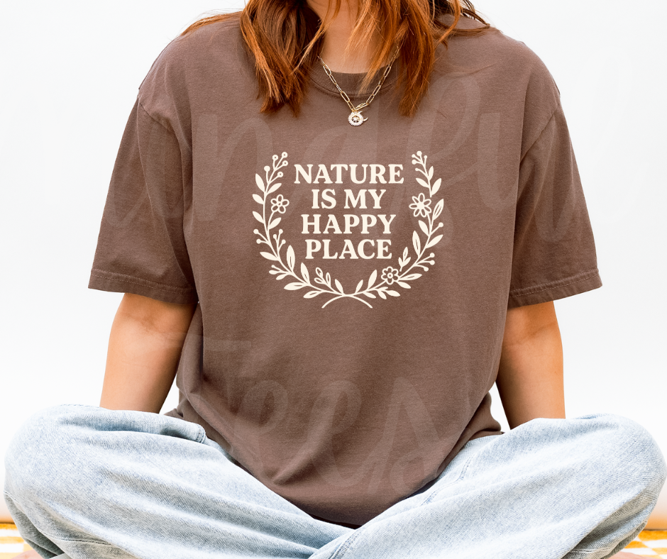 "Nature Is My Happy Place" Funny Plant Lover Tee Design Unisex heavyweight t-shirt