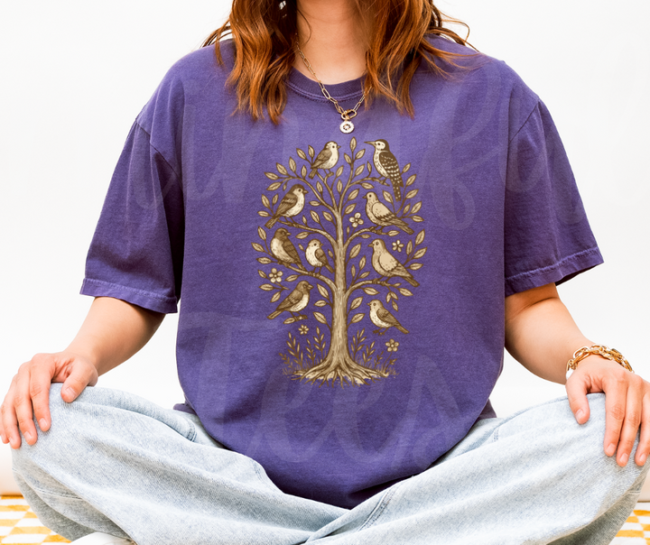 "Tree of Life" Birdwatching Design Birds and Nature Inspired Unisex heavyweight t-shirt