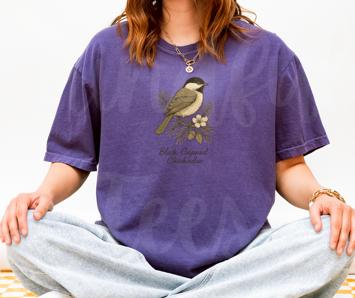 "Black-Capped Chikadee" Birdwatching Design Birds and Nature Inspired Unisex heavyweight t-shirt