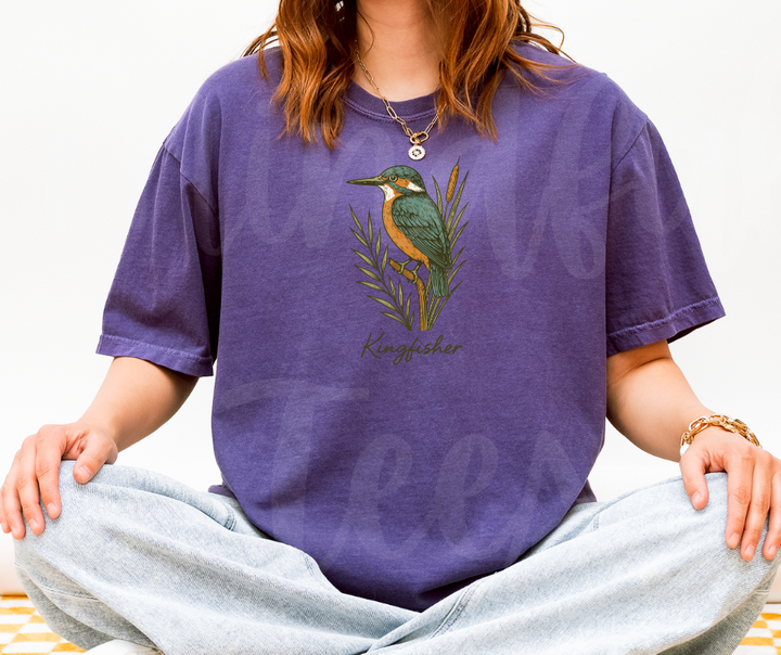 "Kingfisher" Birdwatching Design Birds and Nature Inspired Unisex heavyweight t-shirt