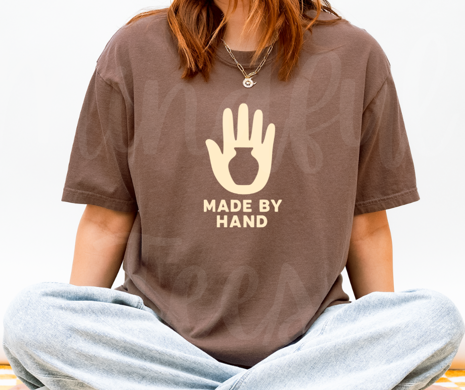 "Made By Hand" Funny Design Pottery Clay Hobby Inspired Unisex heavyweight t-shirt