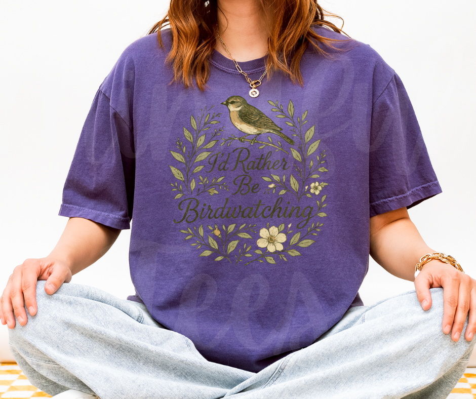 "I'd Rather be Birdwatching" Birdwatching Design Birds and Nature Inspired Unisex heavyweight t-shirt