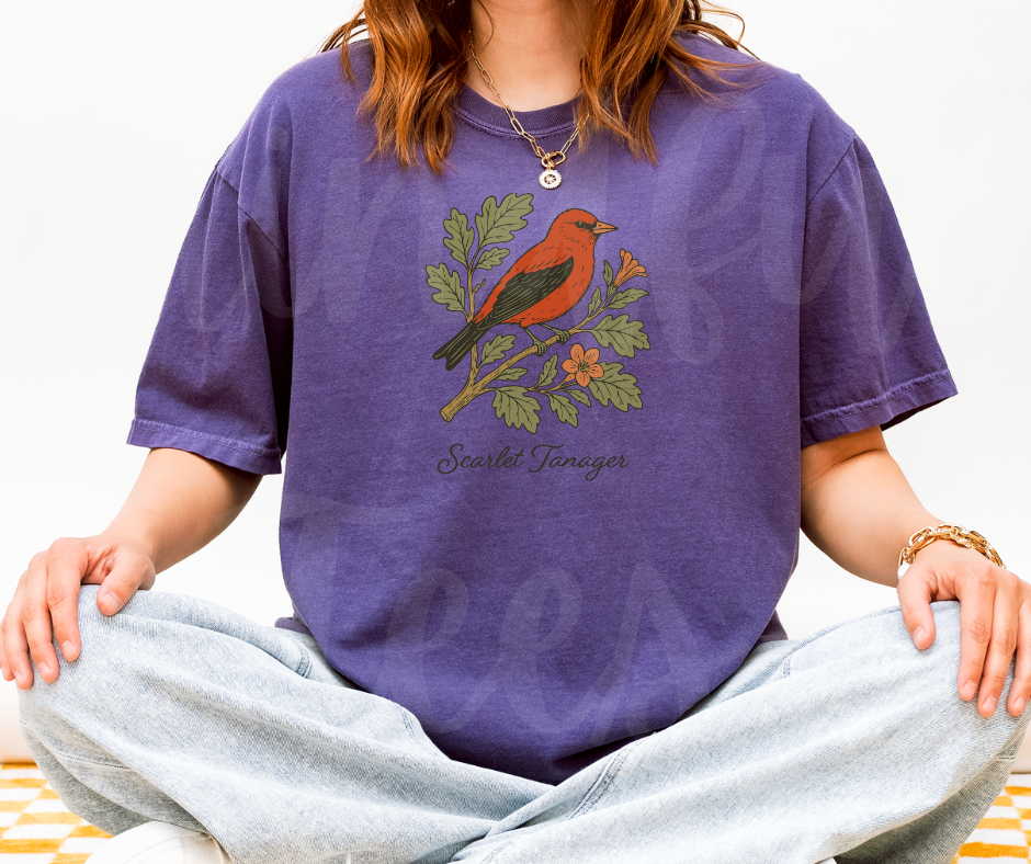 "Scarlet Tanager" Birdwatching Design Birds and Nature Inspired Unisex heavyweight t-shirt
