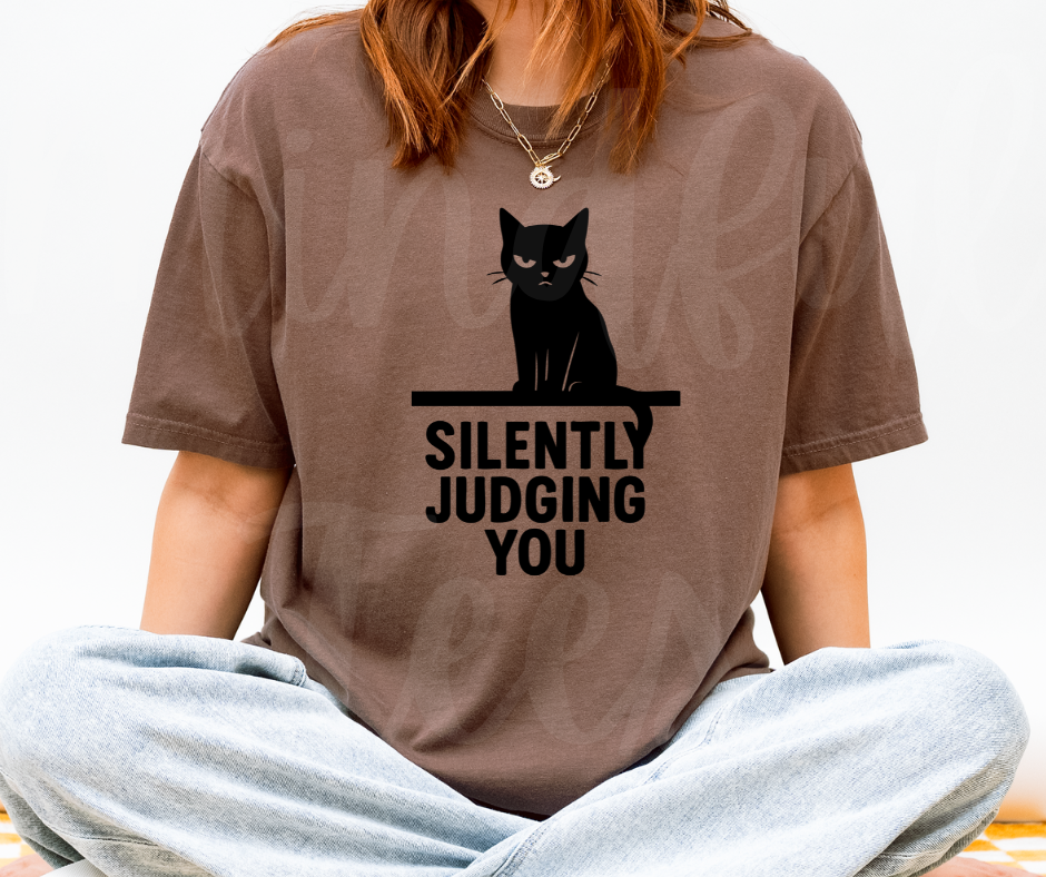 "Silently Judging" Sarcastic Cat Design Unisex heavyweight t-shirt