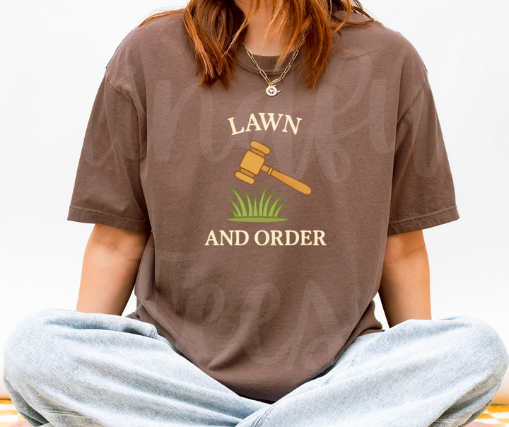 "Lawn And Order" Funny Plant Lover Tee Design Unisex heavyweight t-shirt