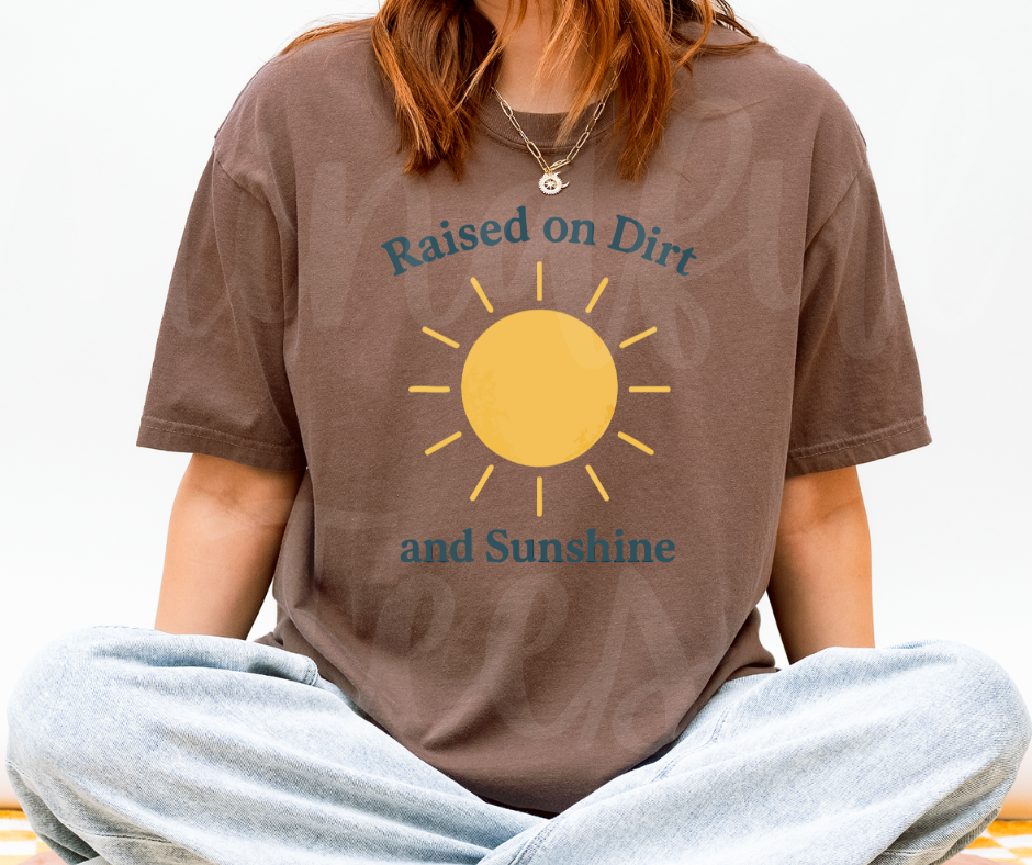 "Raised on Dirt and Sunshine" Funny Plant Lover Tee Design Unisex heavyweight t-shirt