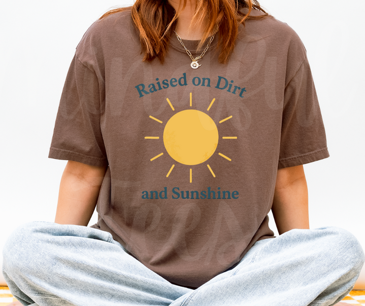 "Raised on Dirt and Sunshine" Funny Plant Lover Tee Design Unisex heavyweight t-shirt