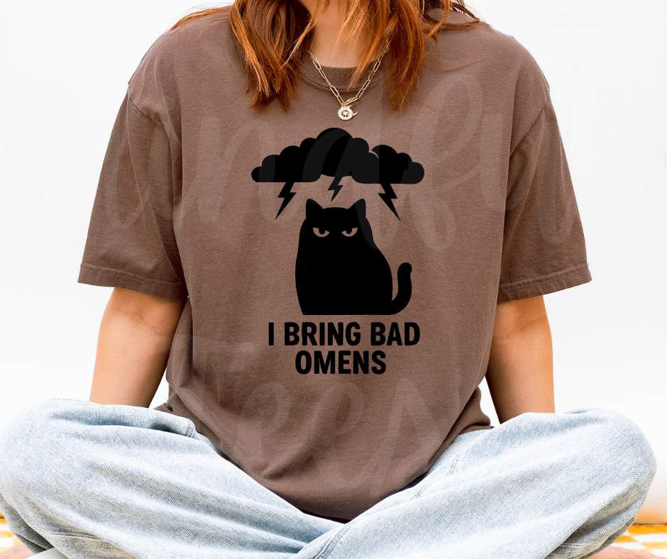 "Bad Omens" Sarcastic Cat Design Unisex heavyweight t-shirt