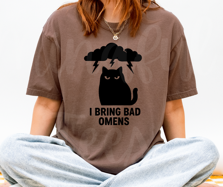 "Bad Omens" Sarcastic Cat Design Unisex heavyweight t-shirt