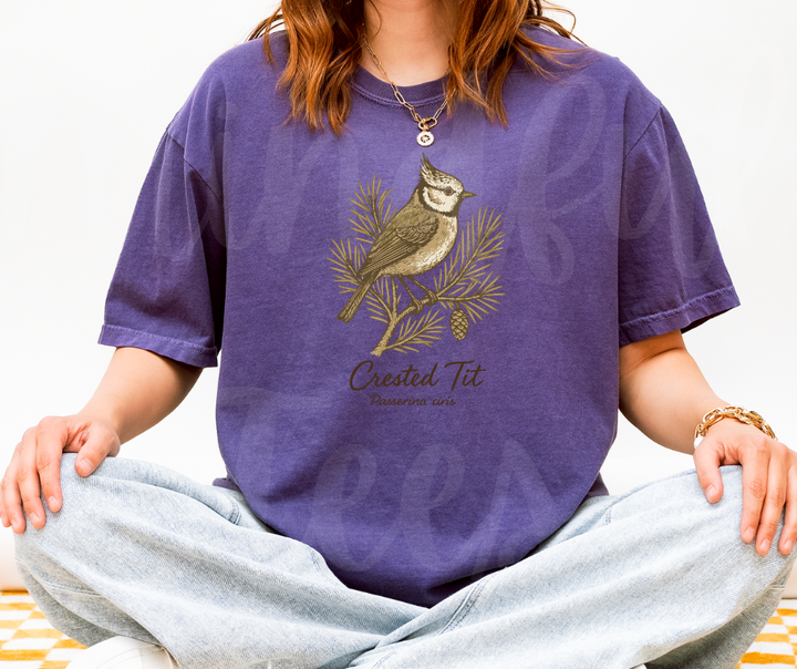 "Crested Tit" Birdwatching Design Birds and Nature Inspired Unisex heavyweight t-shirt