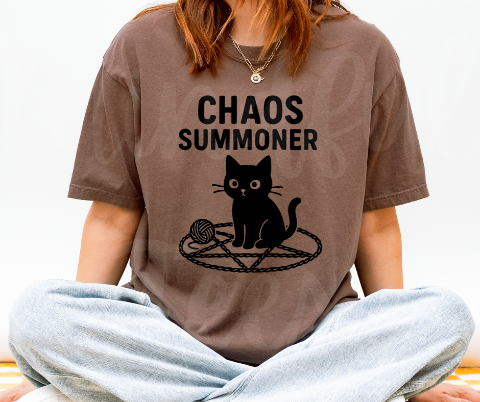 "Chaos Summoner" Sarcastic Cat Design Unisex heavyweight t-shirt