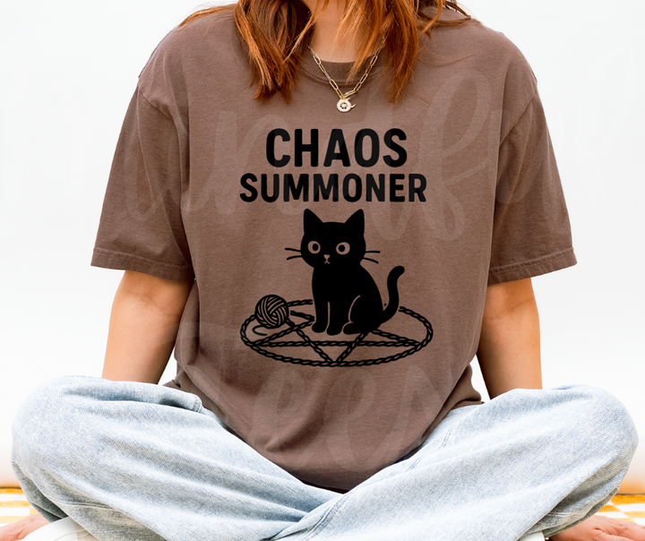 "Chaos Summoner" Sarcastic Cat Design Unisex heavyweight t-shirt