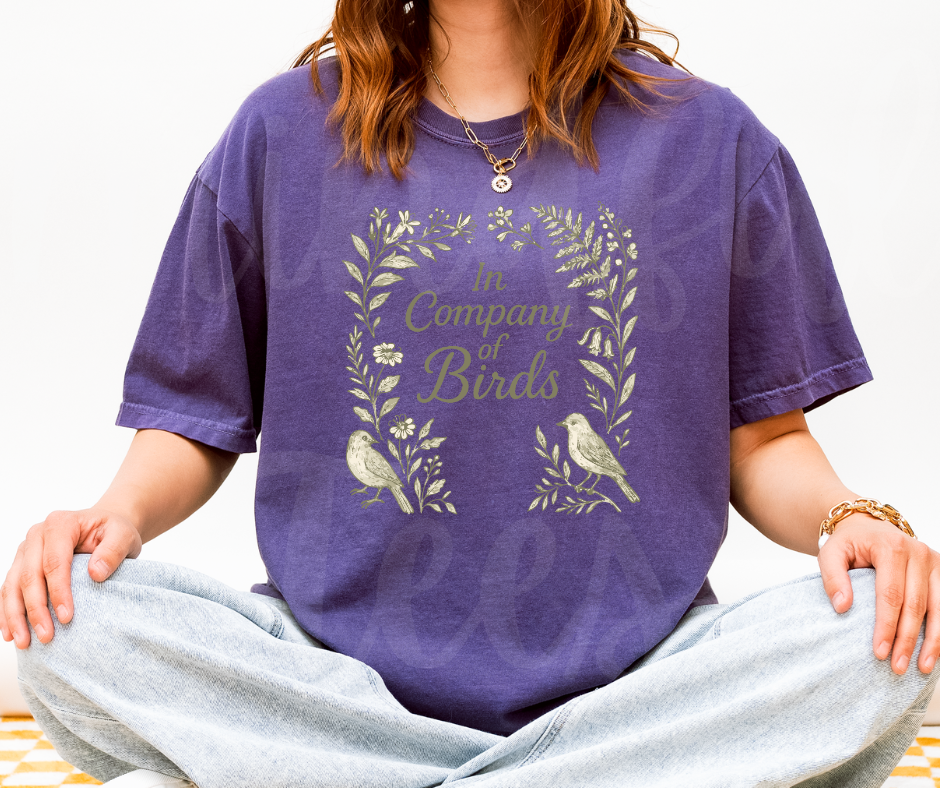 "In Company of Birds" Birdwatching Design Birds and Nature Inspired Unisex heavyweight t-shirt