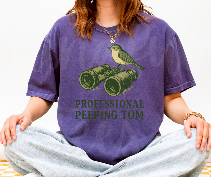 "Peeping Tom" Birdwatching Design Birds and Nature Inspired Unisex heavyweight t-shirt