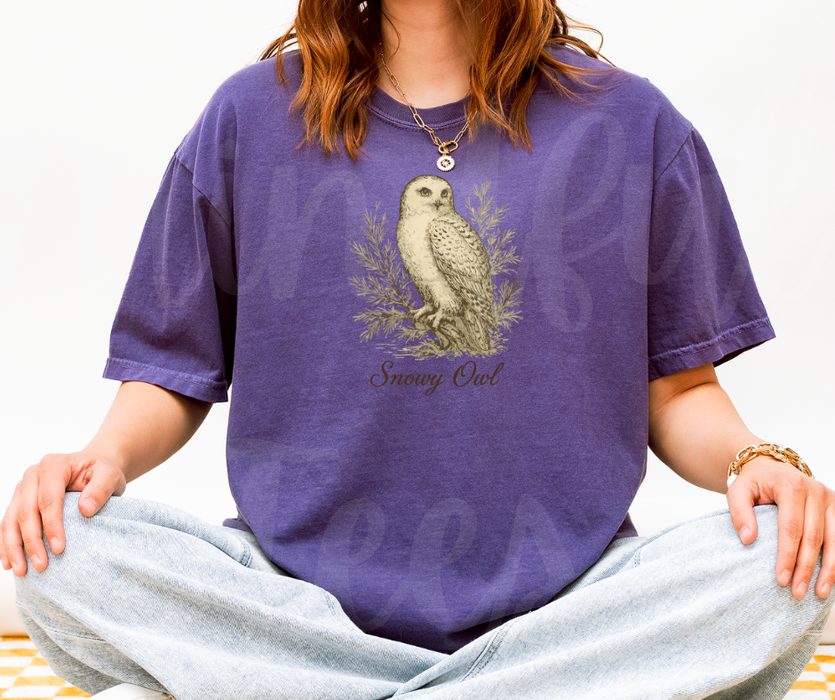 "Snowy Owl" Birdwatching Design Birds and Nature Inspired Unisex heavyweight t-shirt