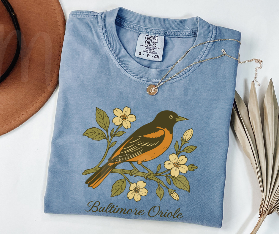 "Baltimore Oriole" Birdwatching Design Birds and Nature Inspired Unisex heavyweight t-shirt