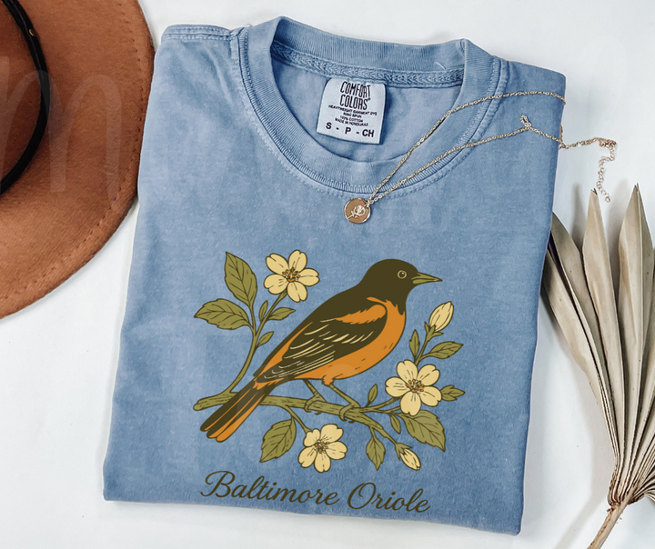 "Baltimore Oriole" Birdwatching Design Birds and Nature Inspired Unisex heavyweight t-shirt