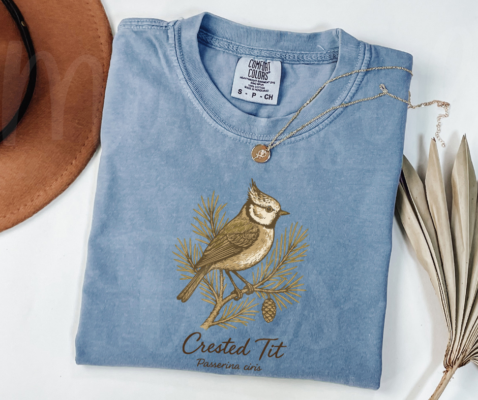 "Crested Tit" Birdwatching Design Birds and Nature Inspired Unisex heavyweight t-shirt