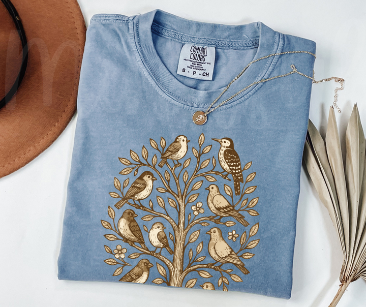 "Tree of Life" Birdwatching Design Birds and Nature Inspired Unisex heavyweight t-shirt