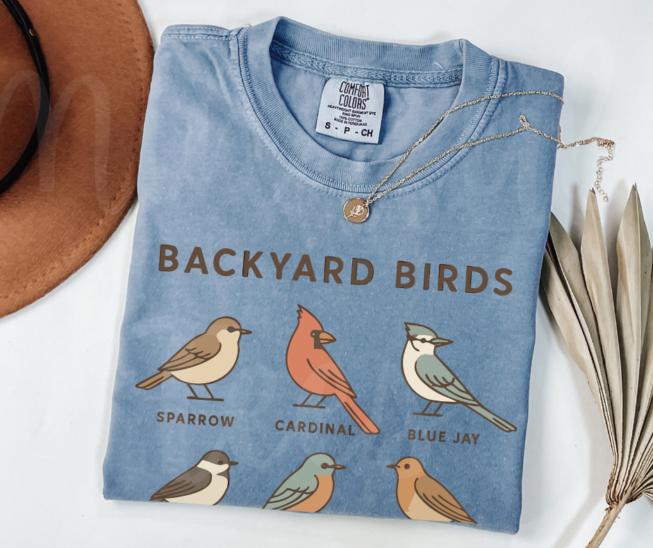 "Backyard Birds" Birdwatching Design Birds and Nature Inspired Unisex heavyweight t-shirt