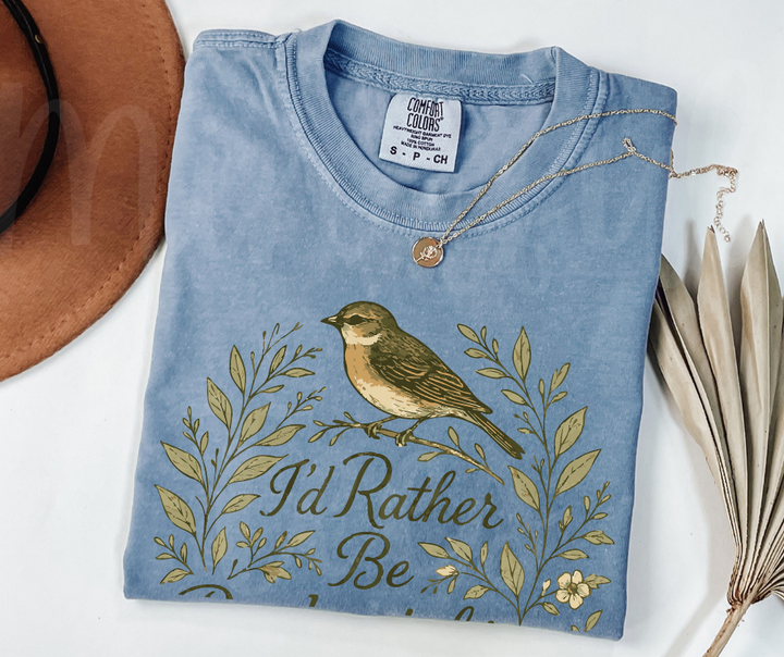 "I'd Rather be Birdwatching" Birdwatching Design Birds and Nature Inspired Unisex heavyweight t-shirt